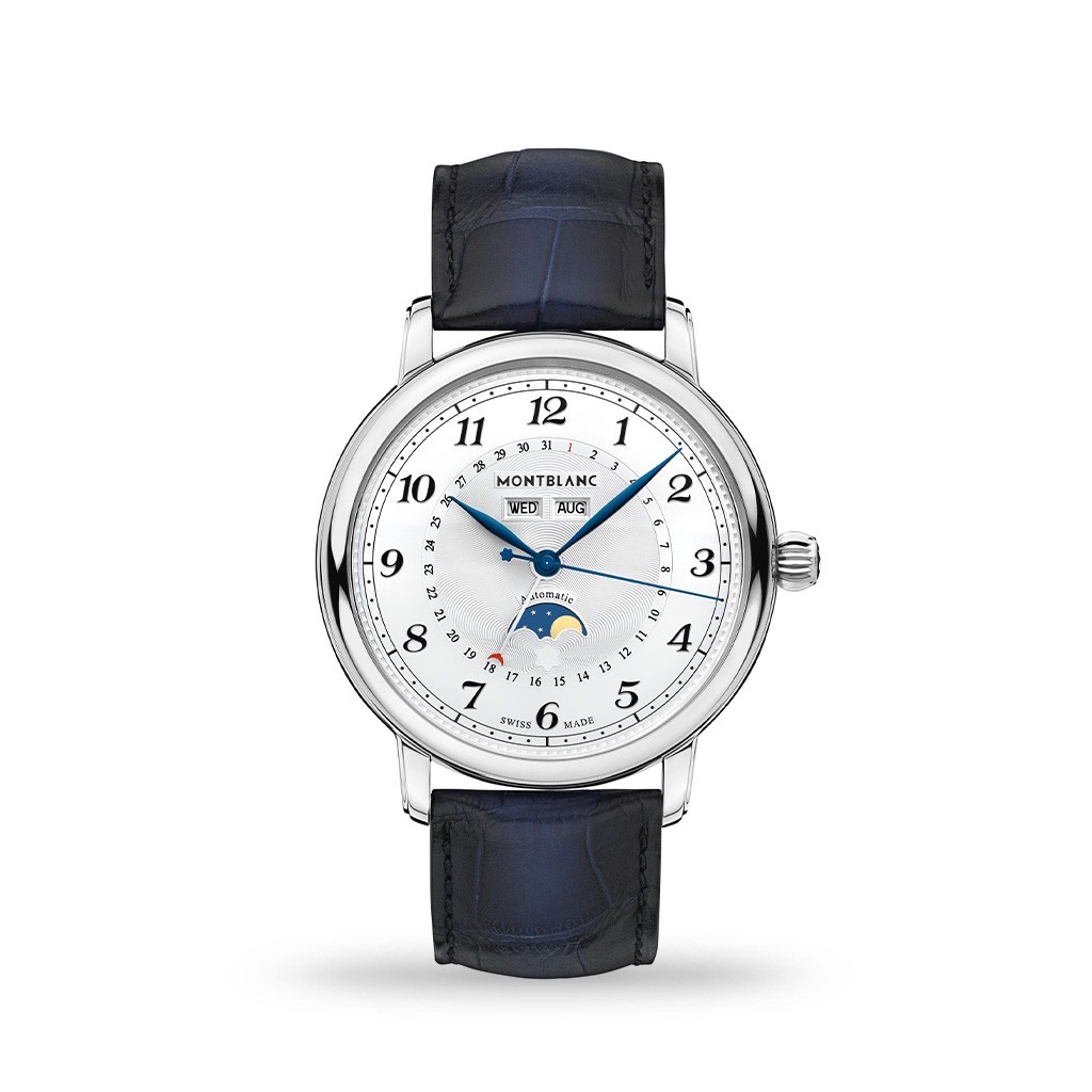 Montblanc Star Legacy Full Calendar Silver-White Dial 42mm Blue Leather