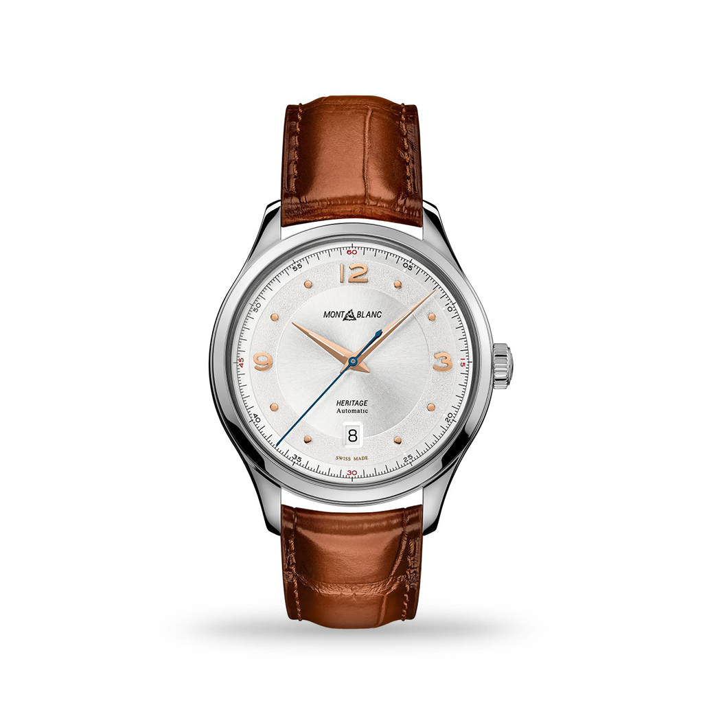 Montblanc Heritage Automatic Silver-White Dial 40mm Brown Leather Band