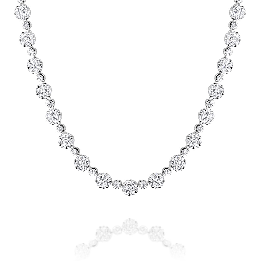 9.00ct Cluster Set Diamond Necklace