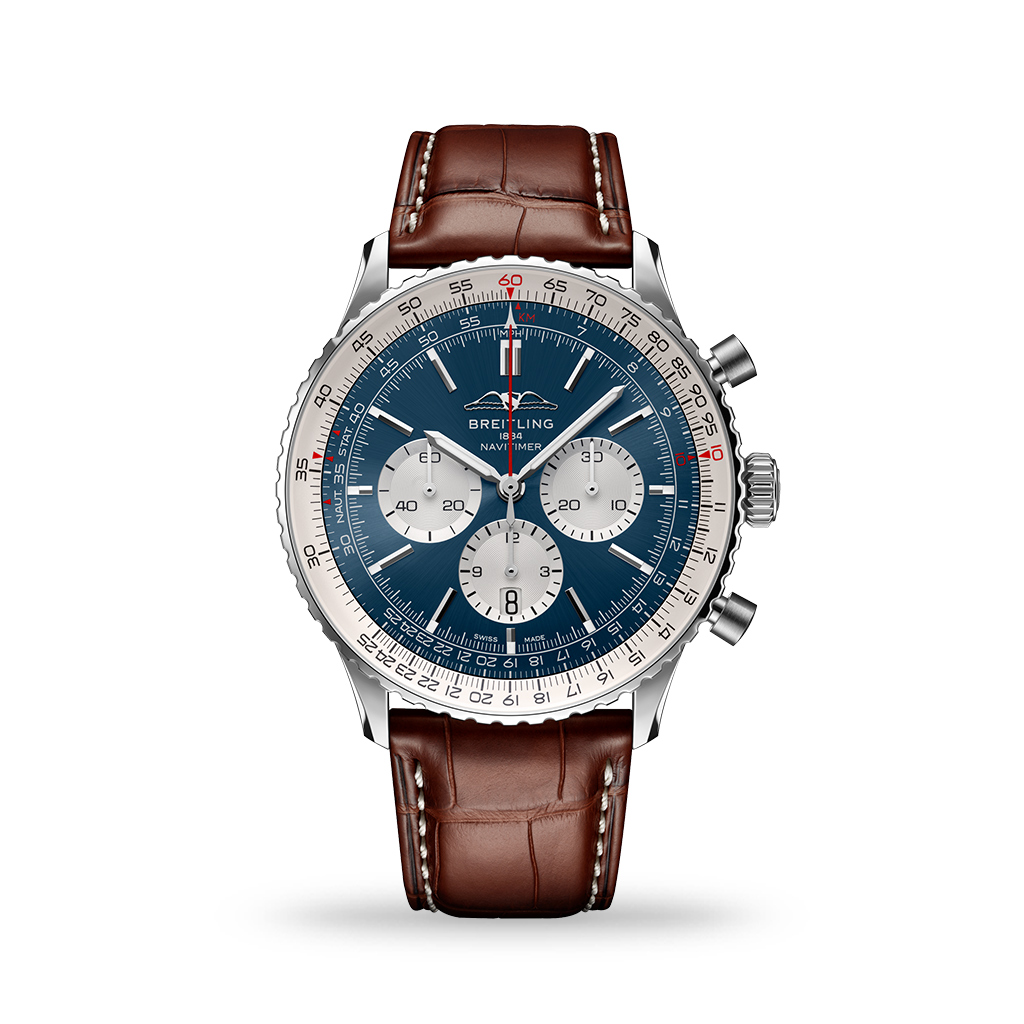 Breitling Navitimer B01 Chronograph 46mm Blue Dial Leather Strap