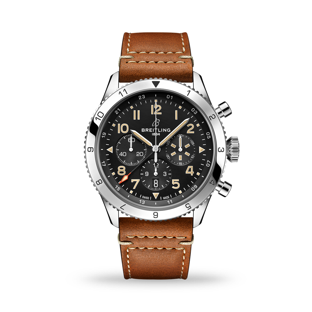 Breitling Super AVI B04 Chronograph GMT 46mm P51 Mustang Leather Strap