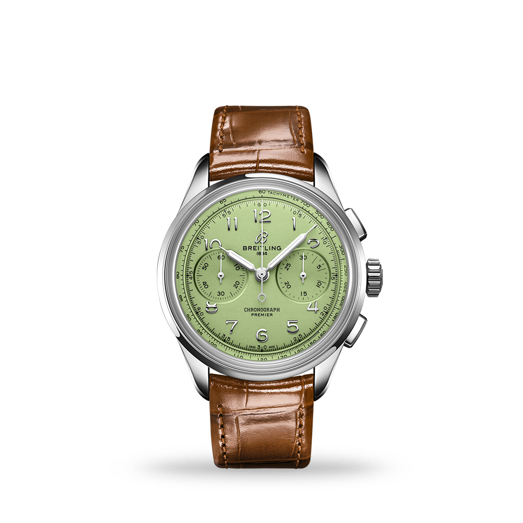 Breitling Premier B09 Chronograph Automatic 40mm Green Dial Leather Strap