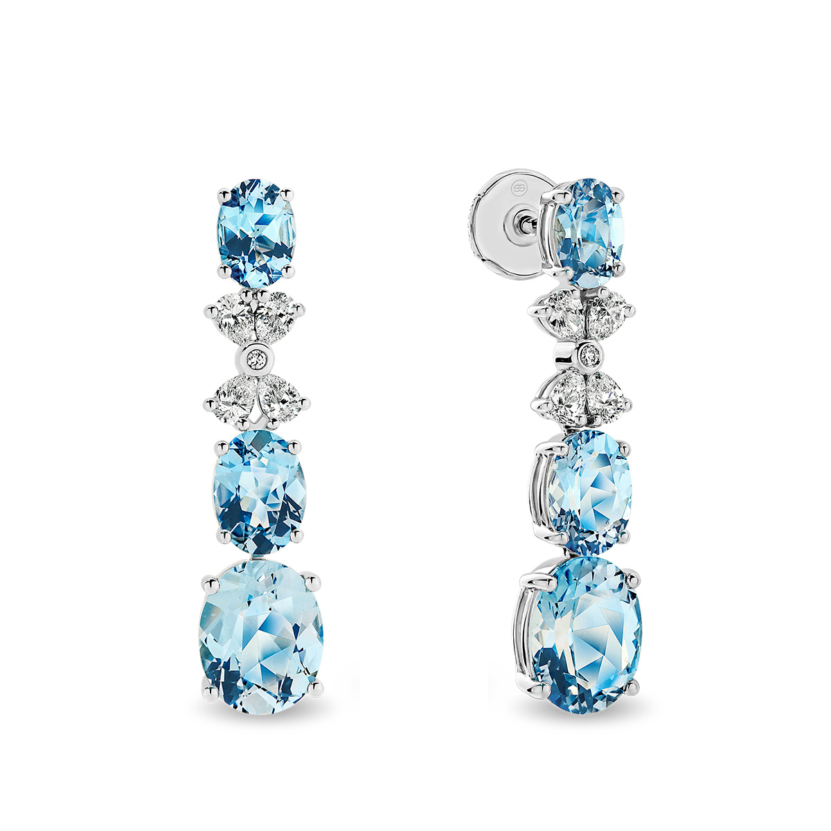 Blue Topaz &#038; Diamond Cocktail Drop Earrings