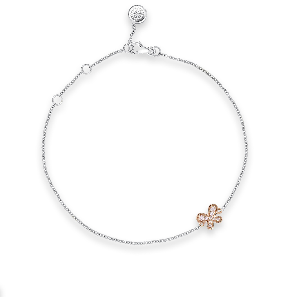 Kimberley White &#038; Argyle Pink Diamond Blush Butterfly Bracelet