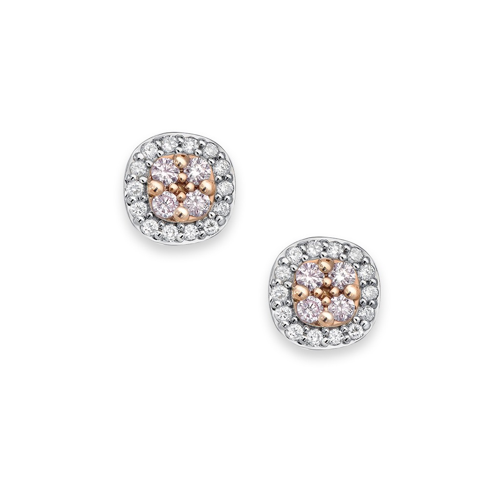 White &#038; Argyle Pink Diamond Blush Mon Cherie Cluster Earrings