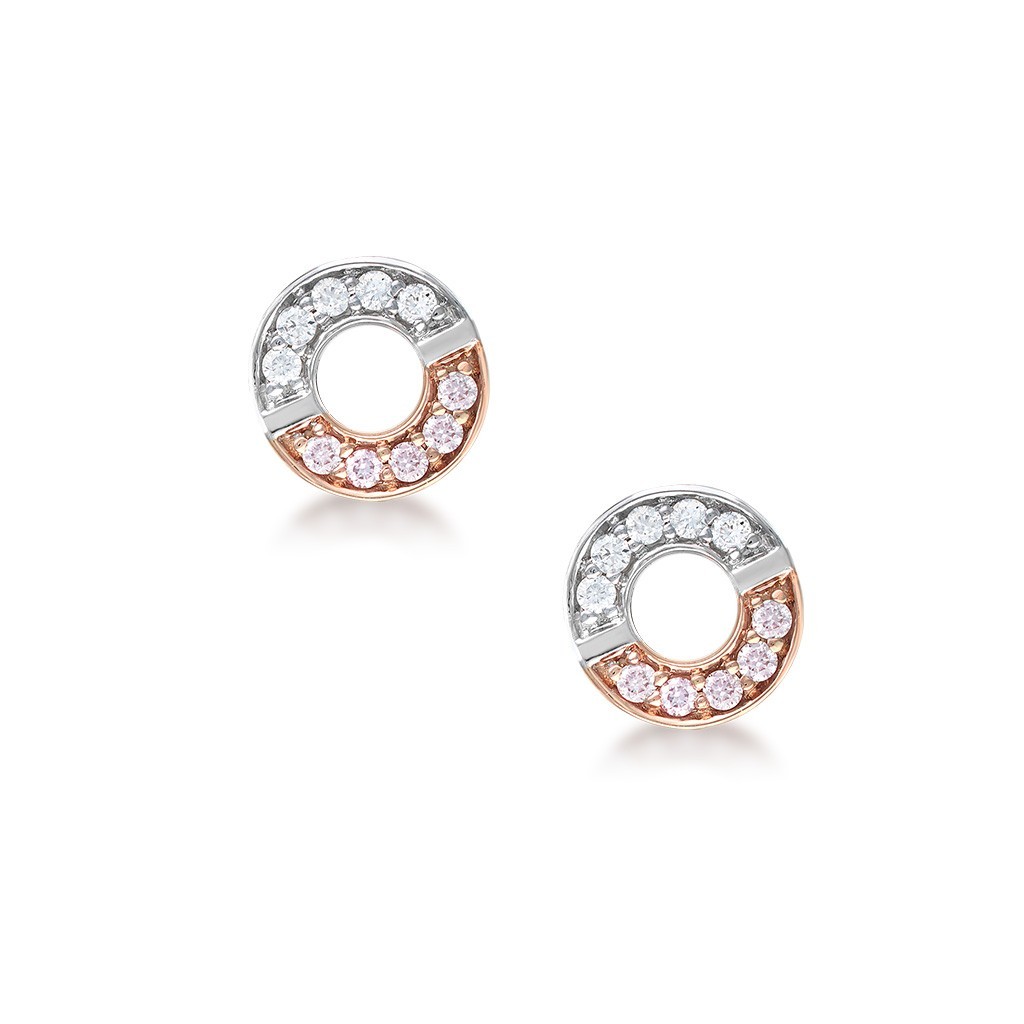 White &#038; Argyle Pink Diamond Blush Gemini Circle Earrings