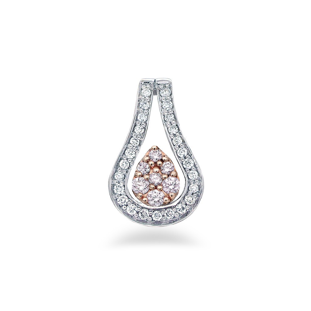 White &#038; Argyle Pink Diamond Blush Flame Pendant