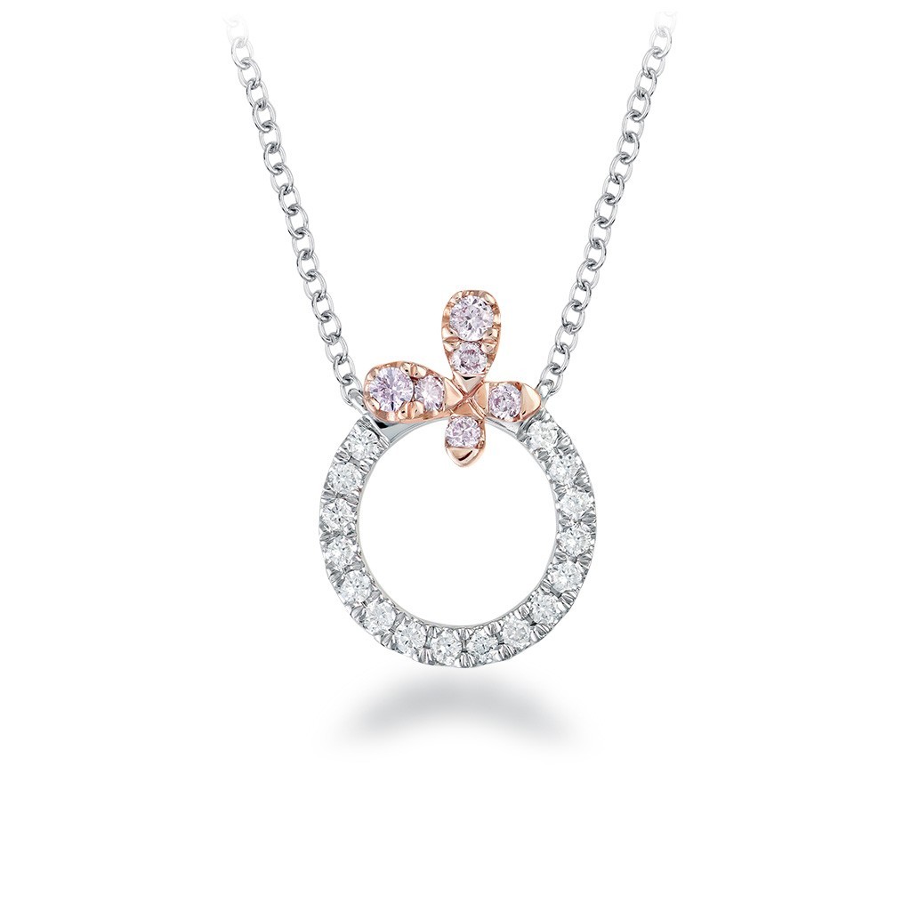 White &#038; Argyle Pink Diamond Blush Petali Circle Pendant