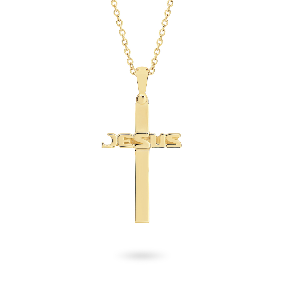 18K Yellow Gold Jesus Cross Pendant