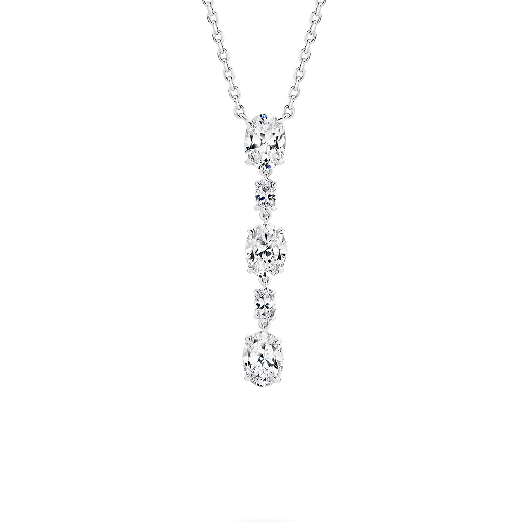 Cubic Zirconia Silver Oval Drop Charlize Pendant