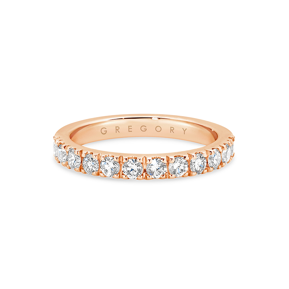 Classic Claw Set Diamond Wedding Band in Rose Gold