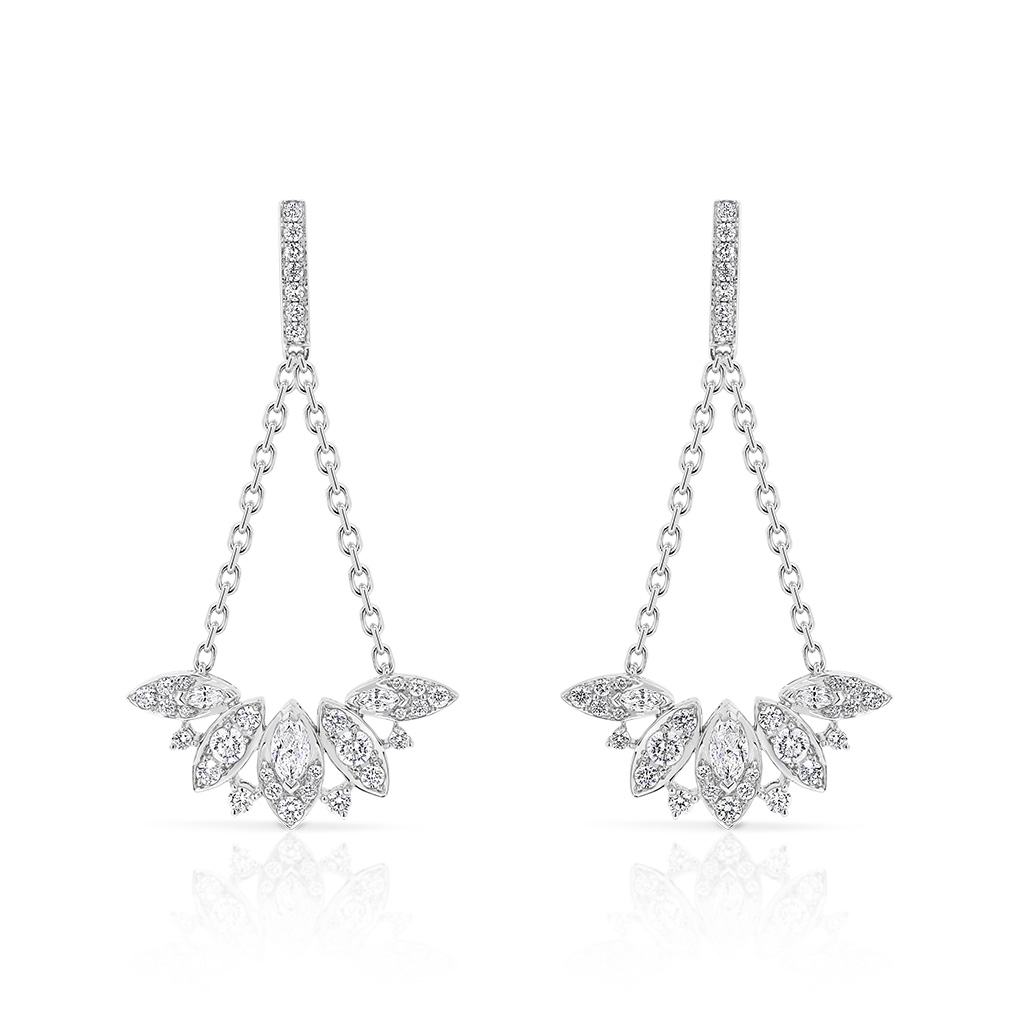 Marquise and Round Pave Diamond Chain Earrings