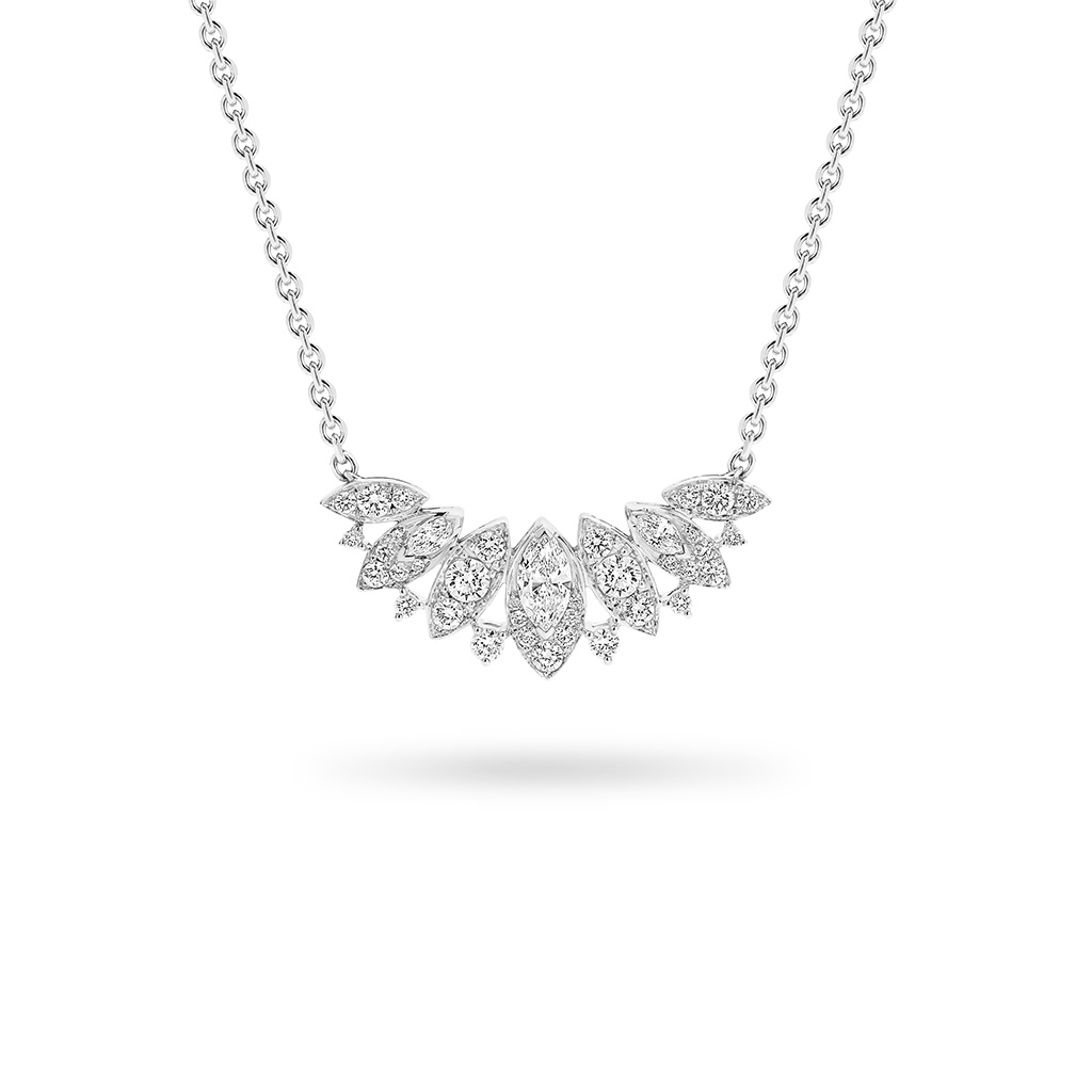 Marquise and Round Diamond Pave Fan Necklace
