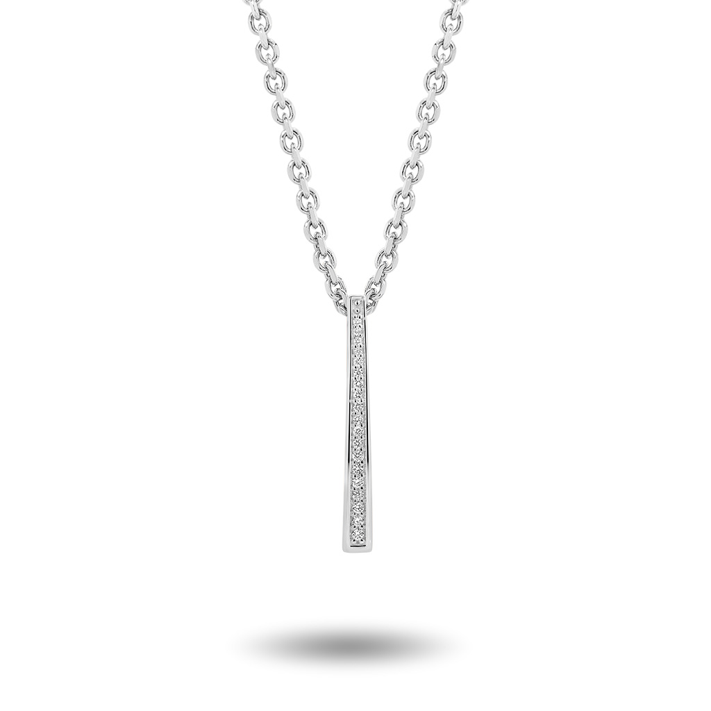 Elongated Pave Diamond Pendant in White Gold