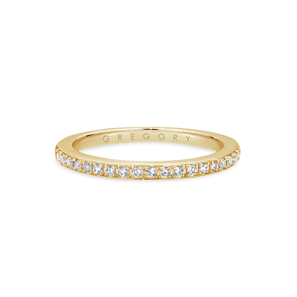 Fine Pave Set Diamond Band in Yellow Gold