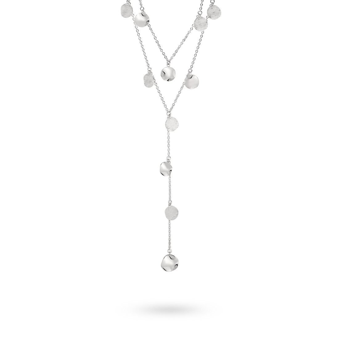Mabel Two Row Disc Silver Necklace