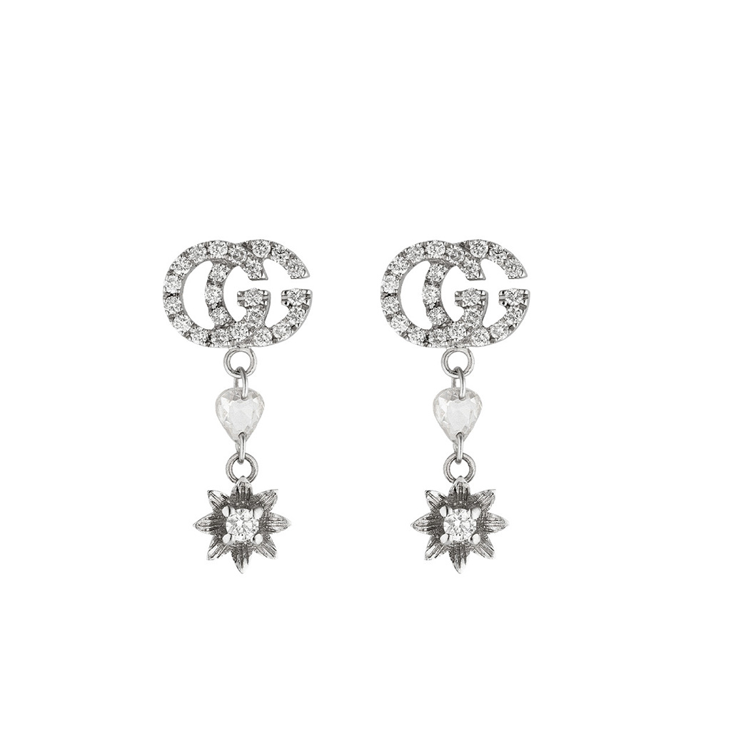 Gucci Flora and Double G Earrings with Diamonds