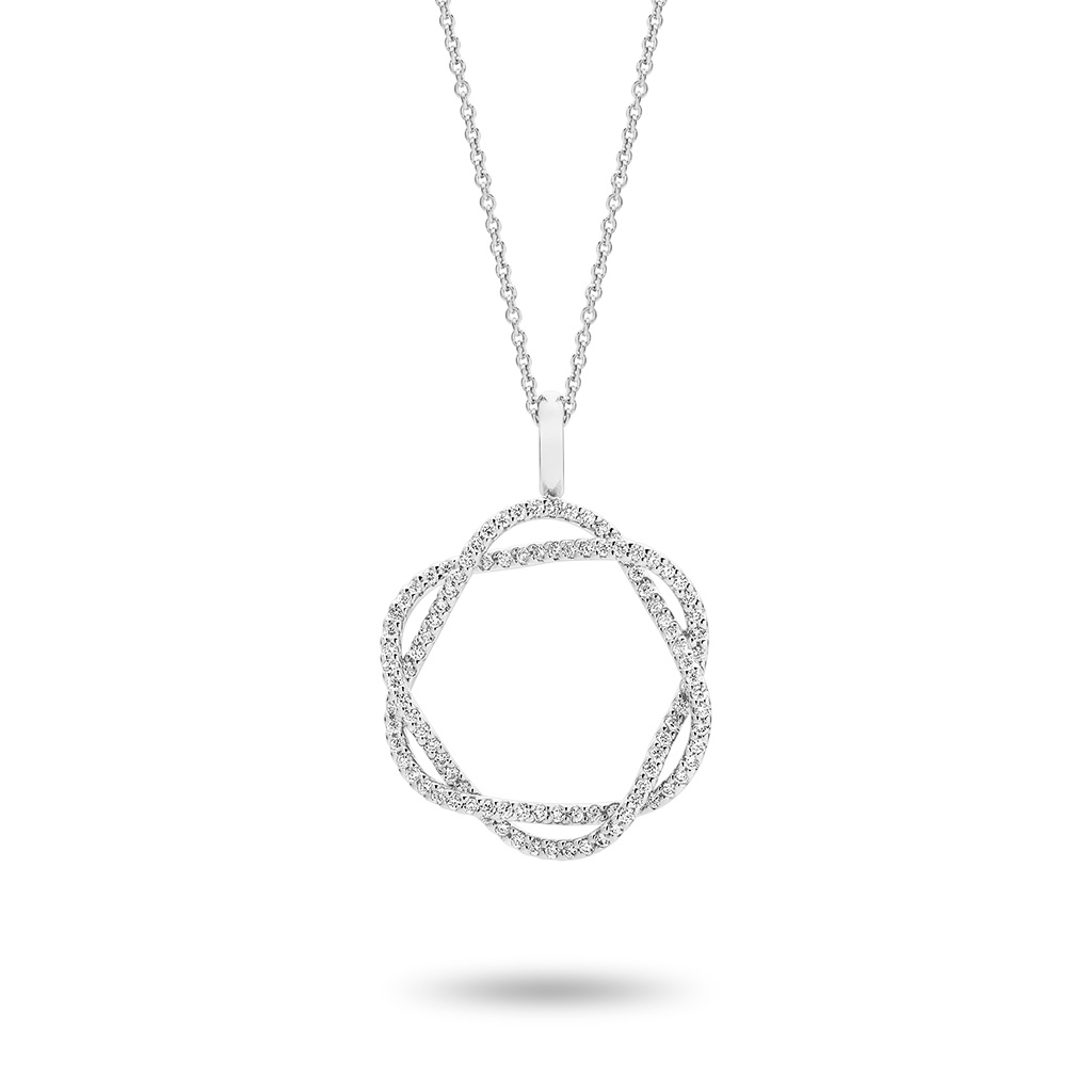 Intertwined Diamond Pendant in White Gold