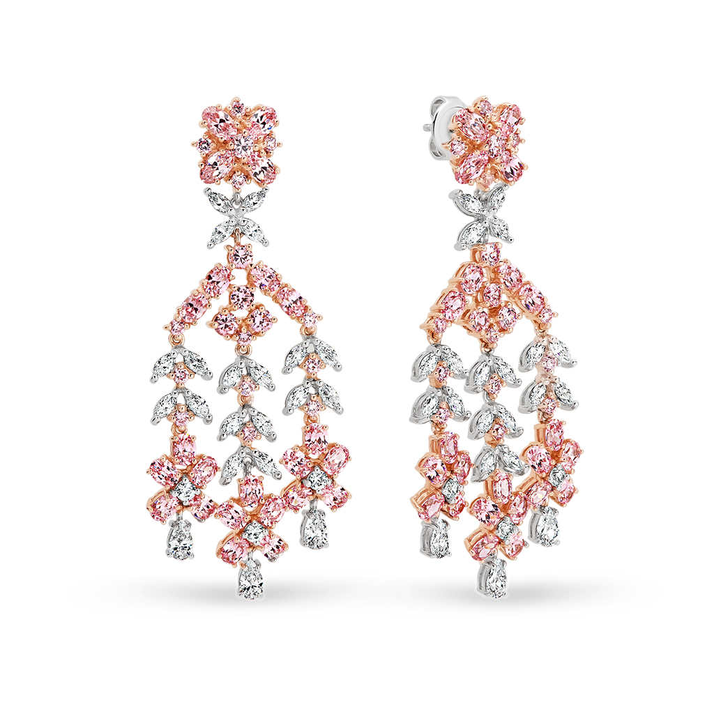 Pink &#038; White Cubic Zirconia Silver Chandelier Sephora Earrings