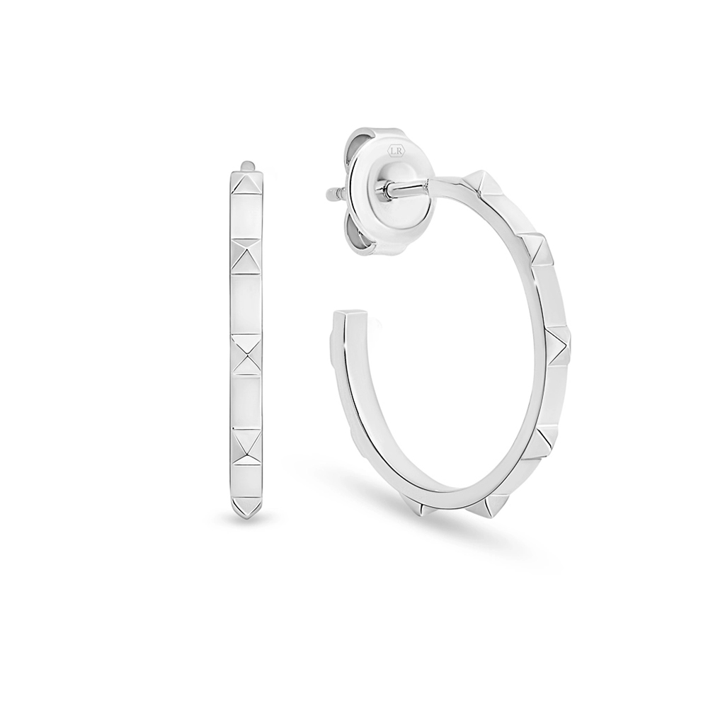 Priscilla Studded Silver Hoop Earrings &#8211; Small