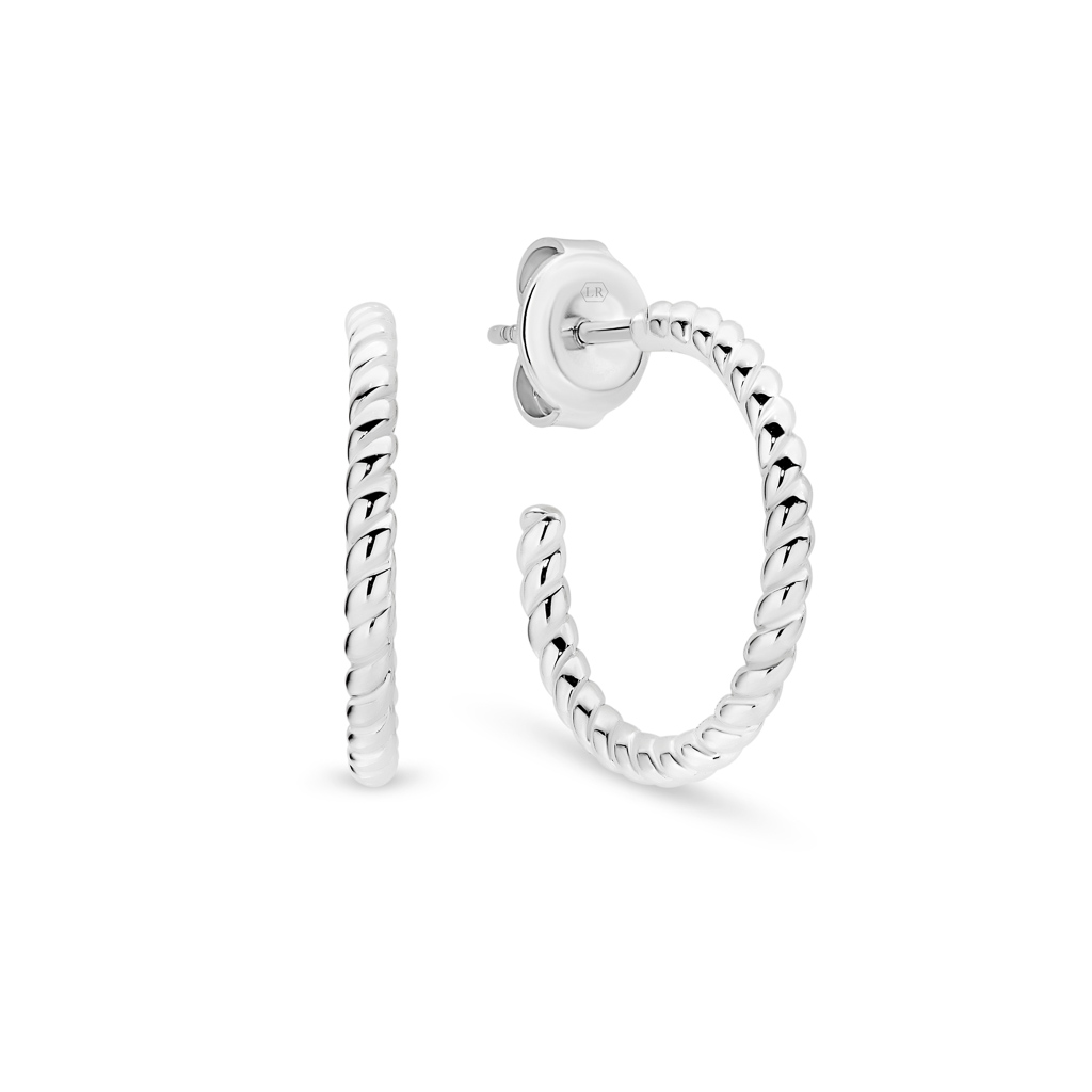 Lucinda Rope Silver Hoop Earrings &#8211; Small