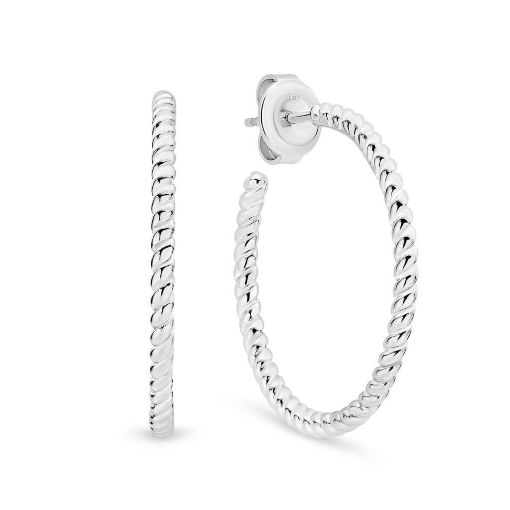 Lucinda Rope Silver Hoop Earrings &#8211; Large