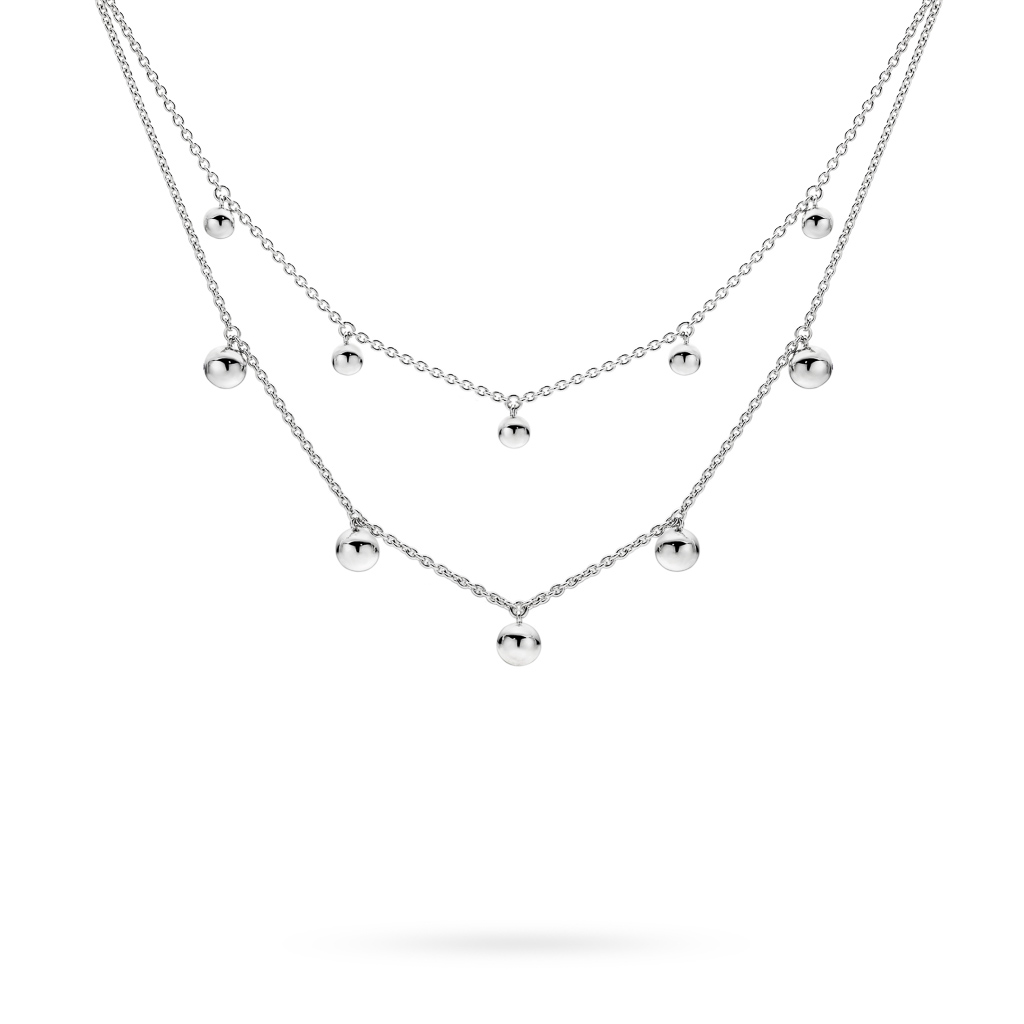 Aphrodite Floating Ball Silver Twin Necklace