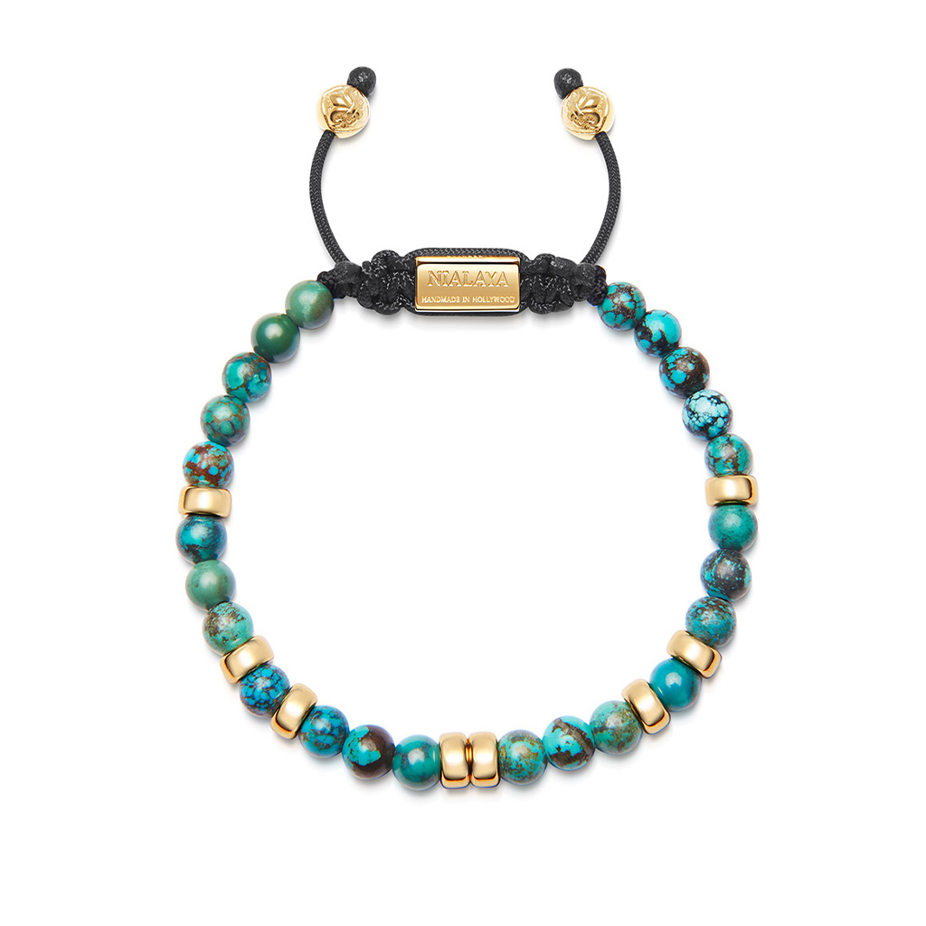 Nialaya Men&#8217;s Beaded Bracelet with Bali Turquoise