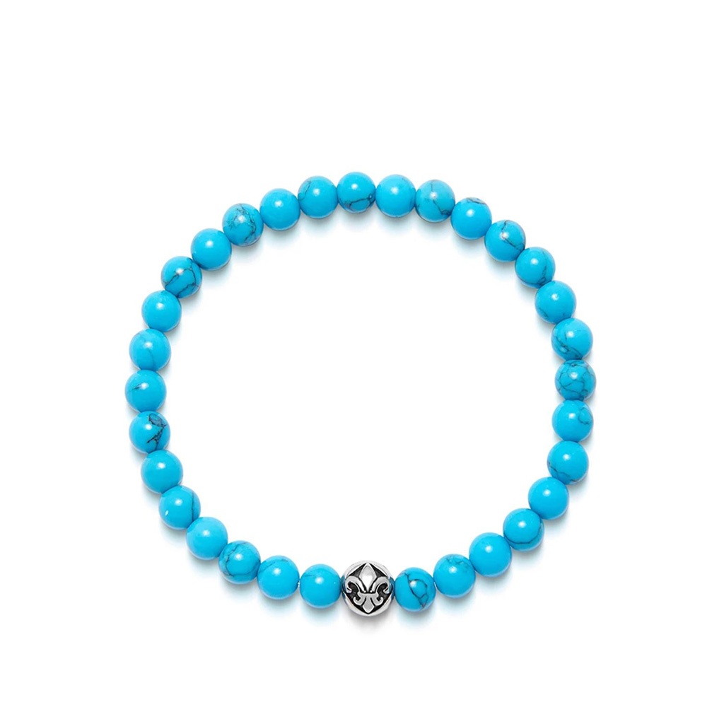 Nialaya Men&#8217;s Wristband with Turquoise and Silver