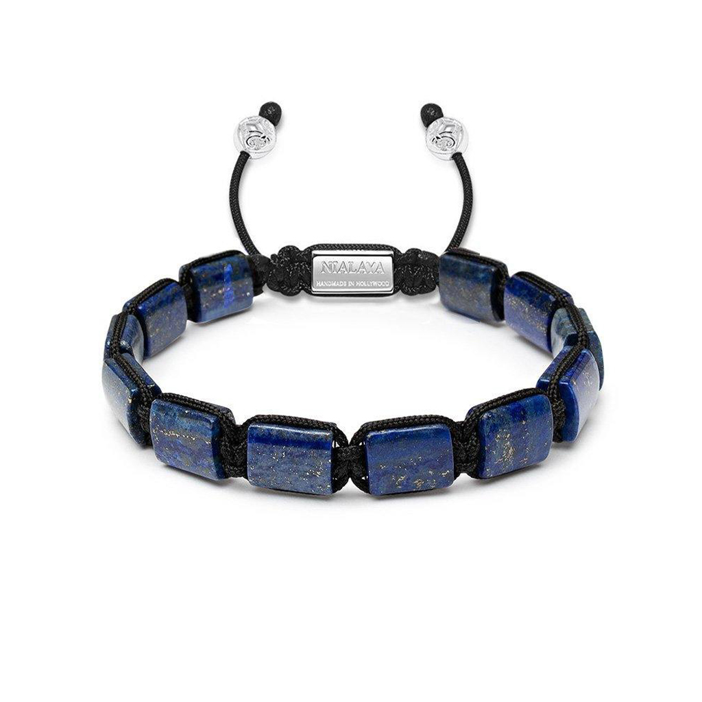 Nialaya The Flatbead Collection &#8211; Blue Lapis with Steel and Gold Finish
