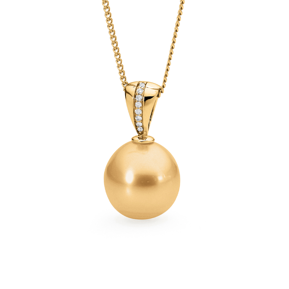 Allure Intense Gold South Sea Pearl &#038; Diamond V Bale Pendant