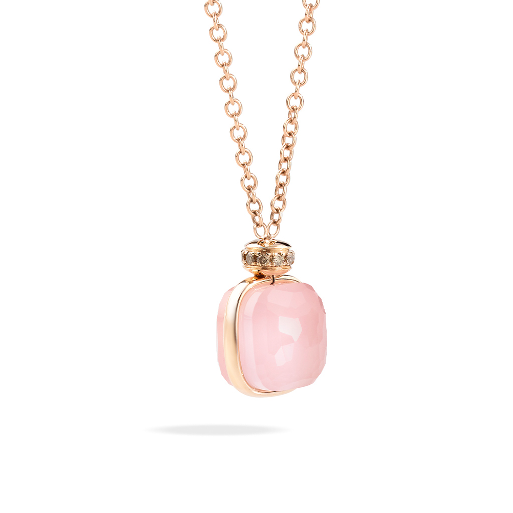 Pomellato Nudo Clessidra Cut Necklace with Pink Quart and Chalcedony