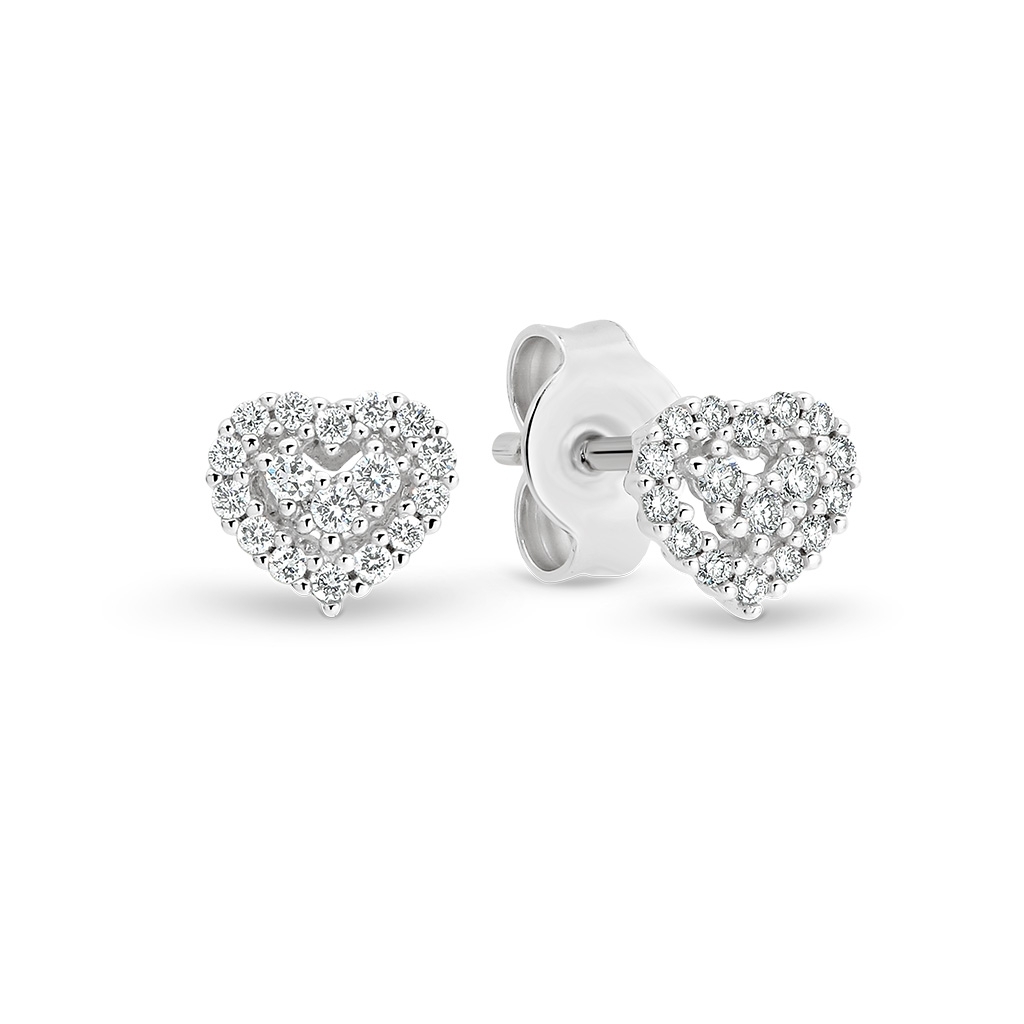 Petite Heart Diamond Cluster Stud Earrings