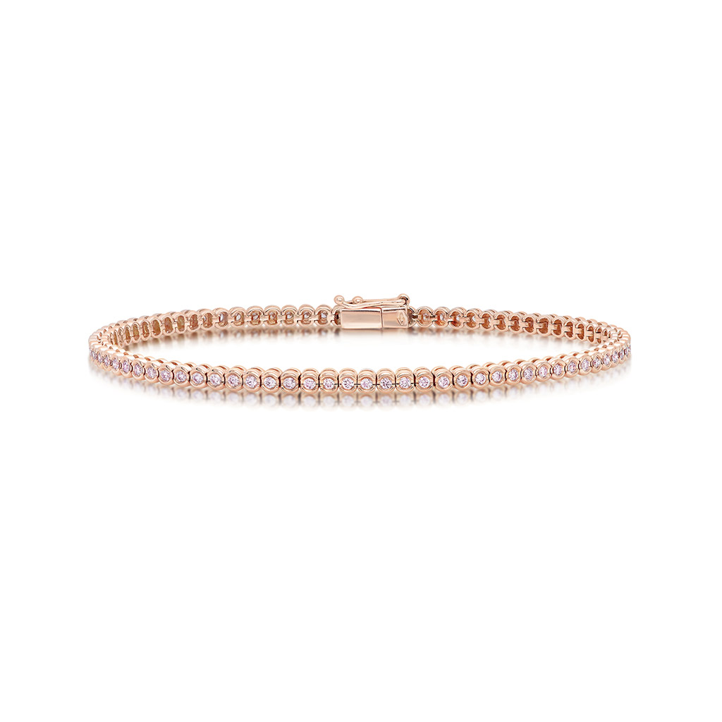 Kimberley White &#038; Argyle Pink Diamond Calla Tennis Bracelet in Rose Gold