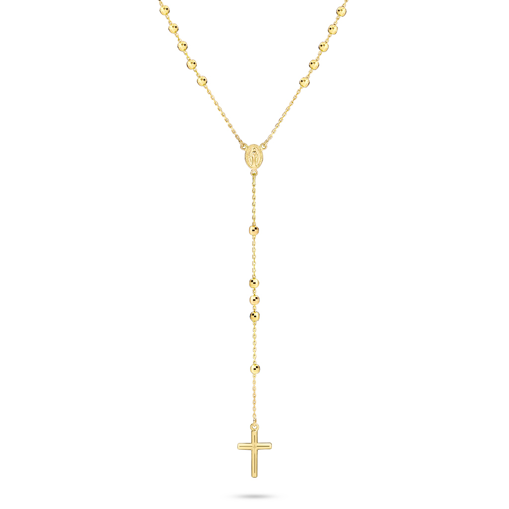 18K Yellow Gold Rosary Bead Necklace