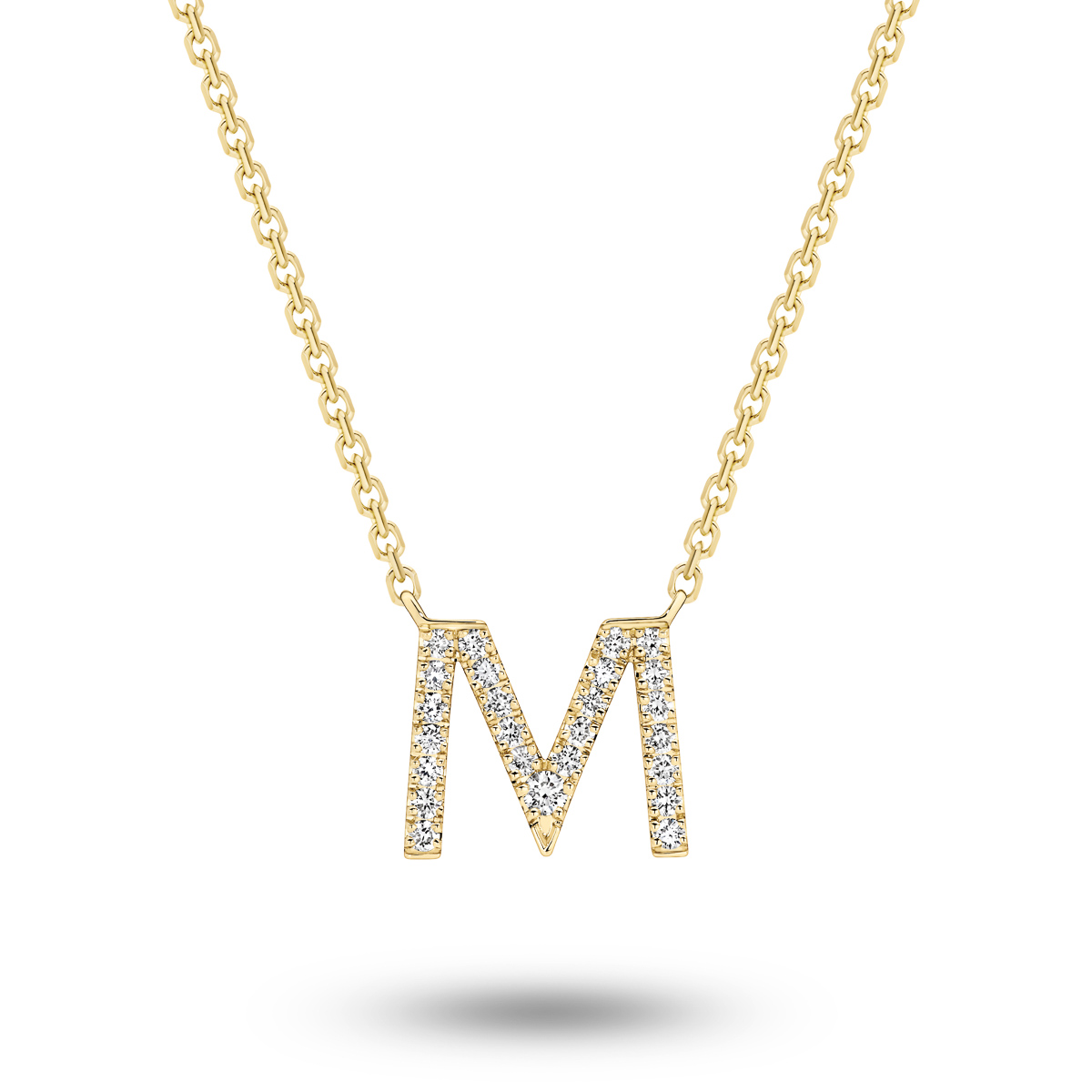 18K Diamond Set Initial M Necklace