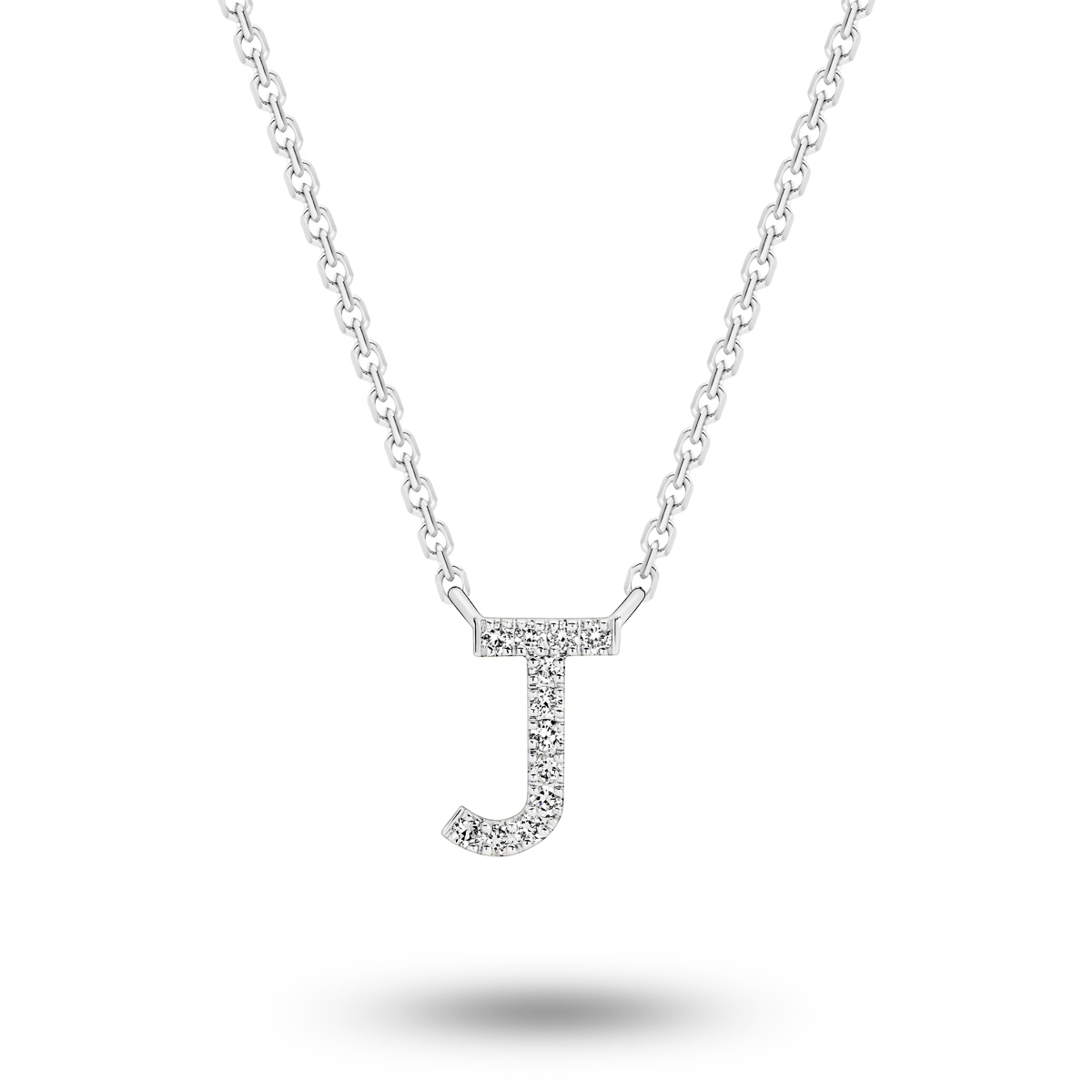 18K Diamond Set Initial J Necklace