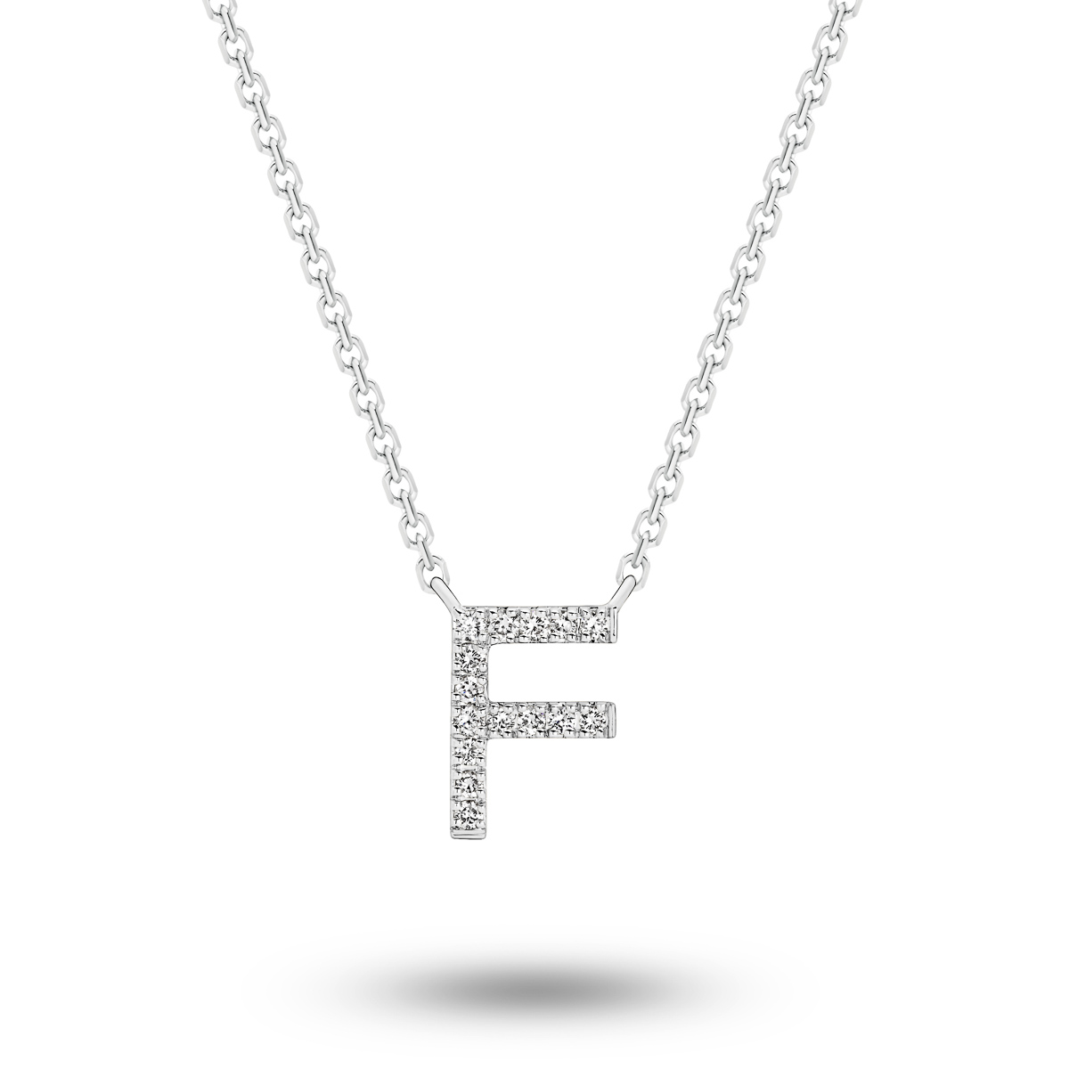 18K Diamond Set Initial F Necklace