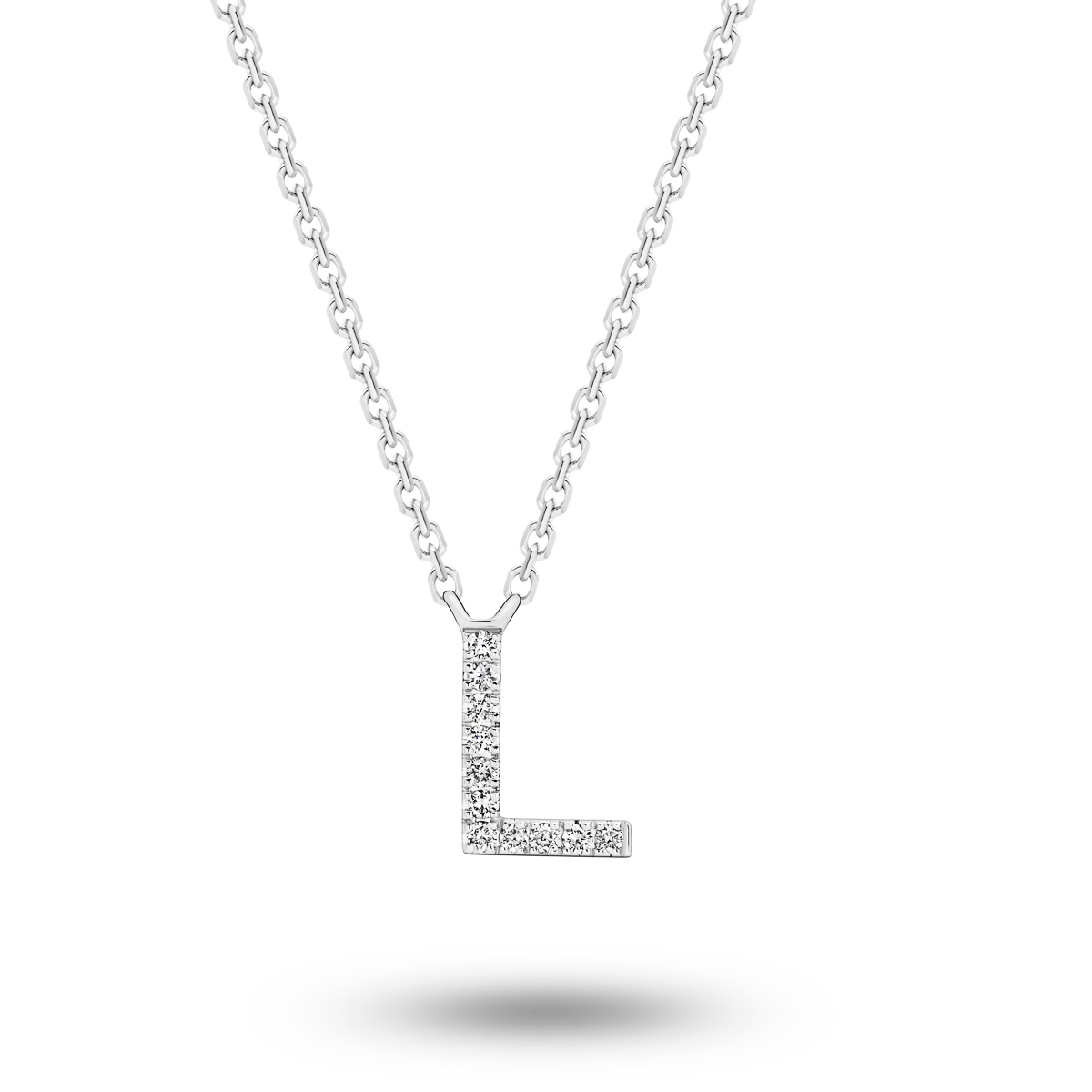 18K Diamond Set Initial L Necklace
