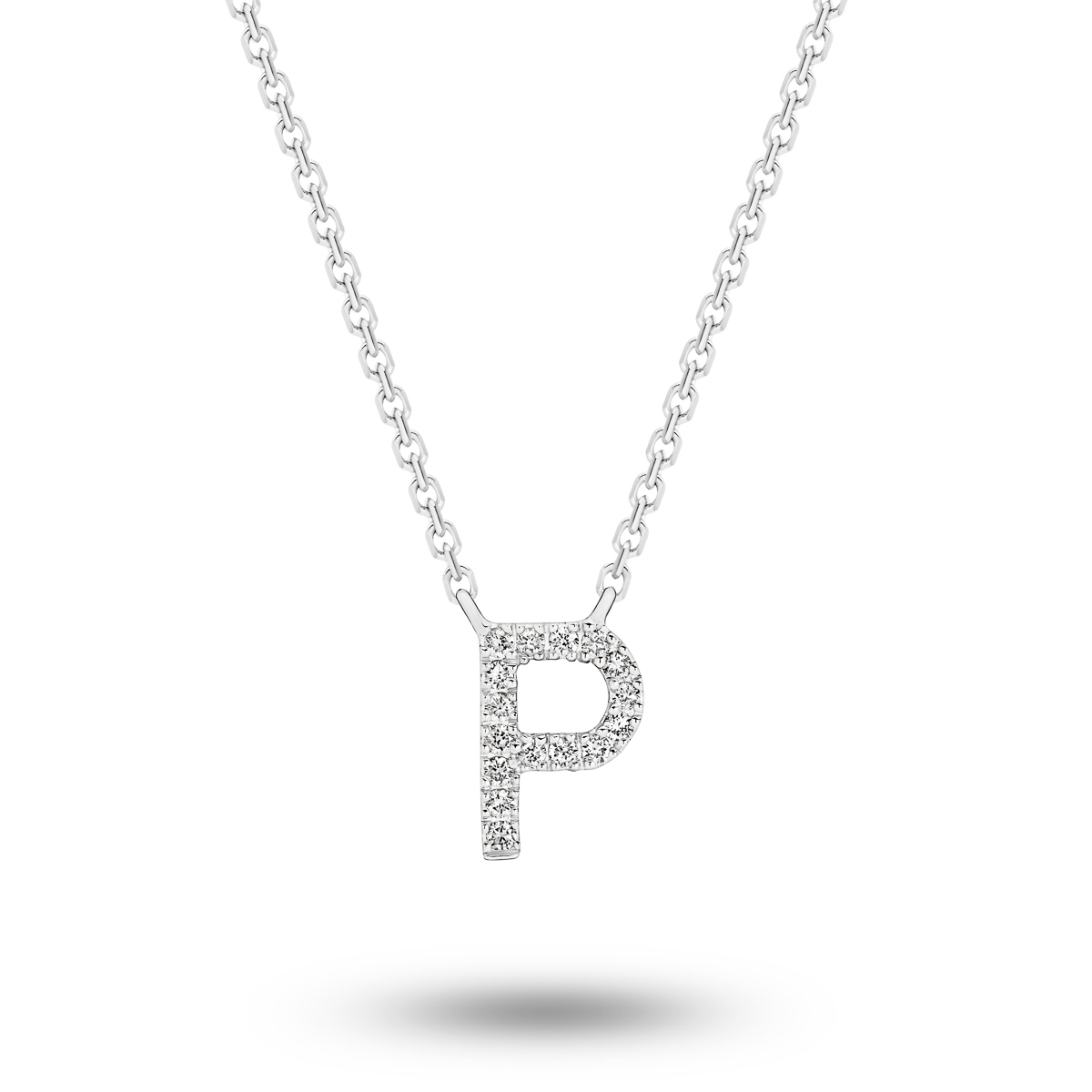 18K Diamond Set Initial P Necklace