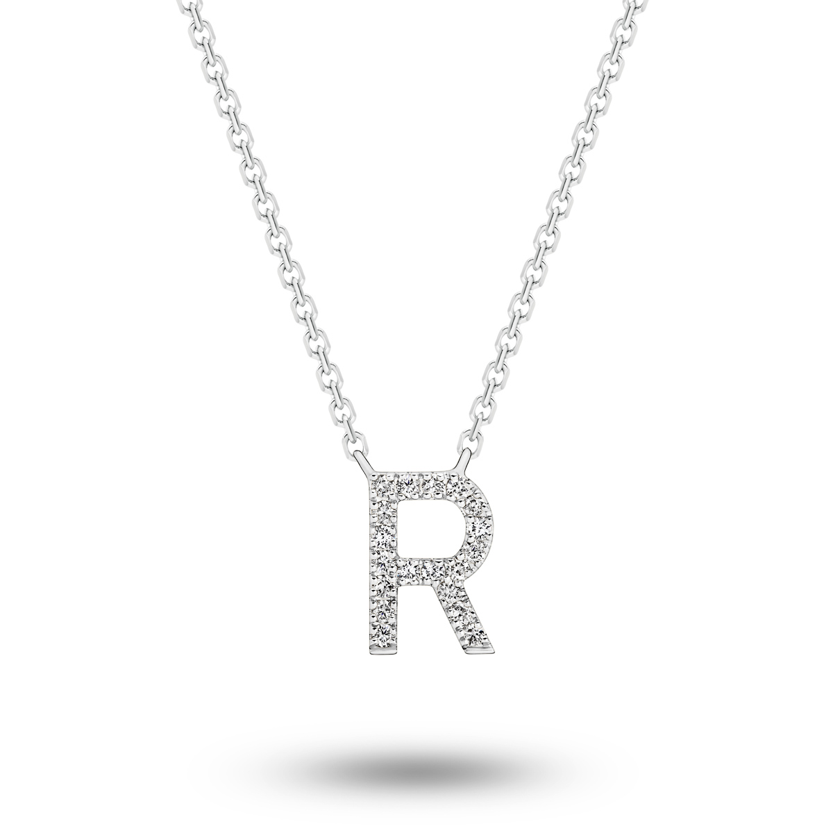 18K Diamond Set Initial R Necklace