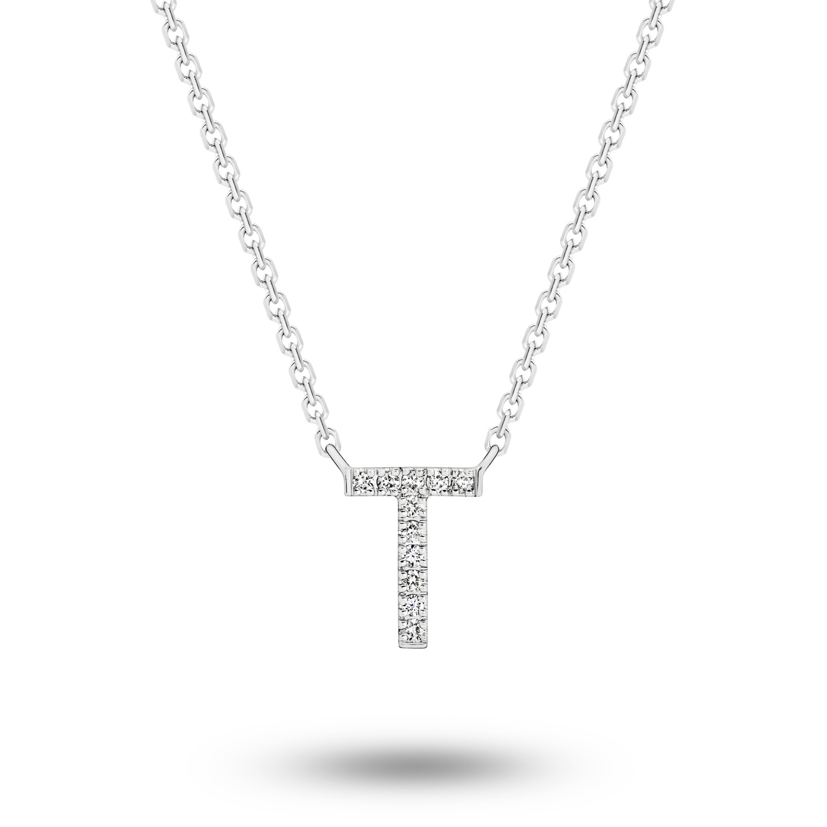 18K Diamond Set Initial T Necklace