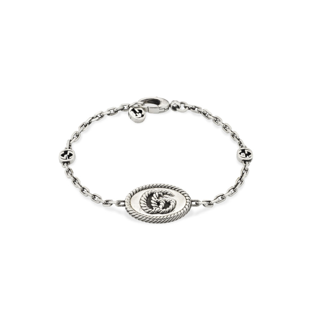 Gucci Double G Bracelet in Aged Silver