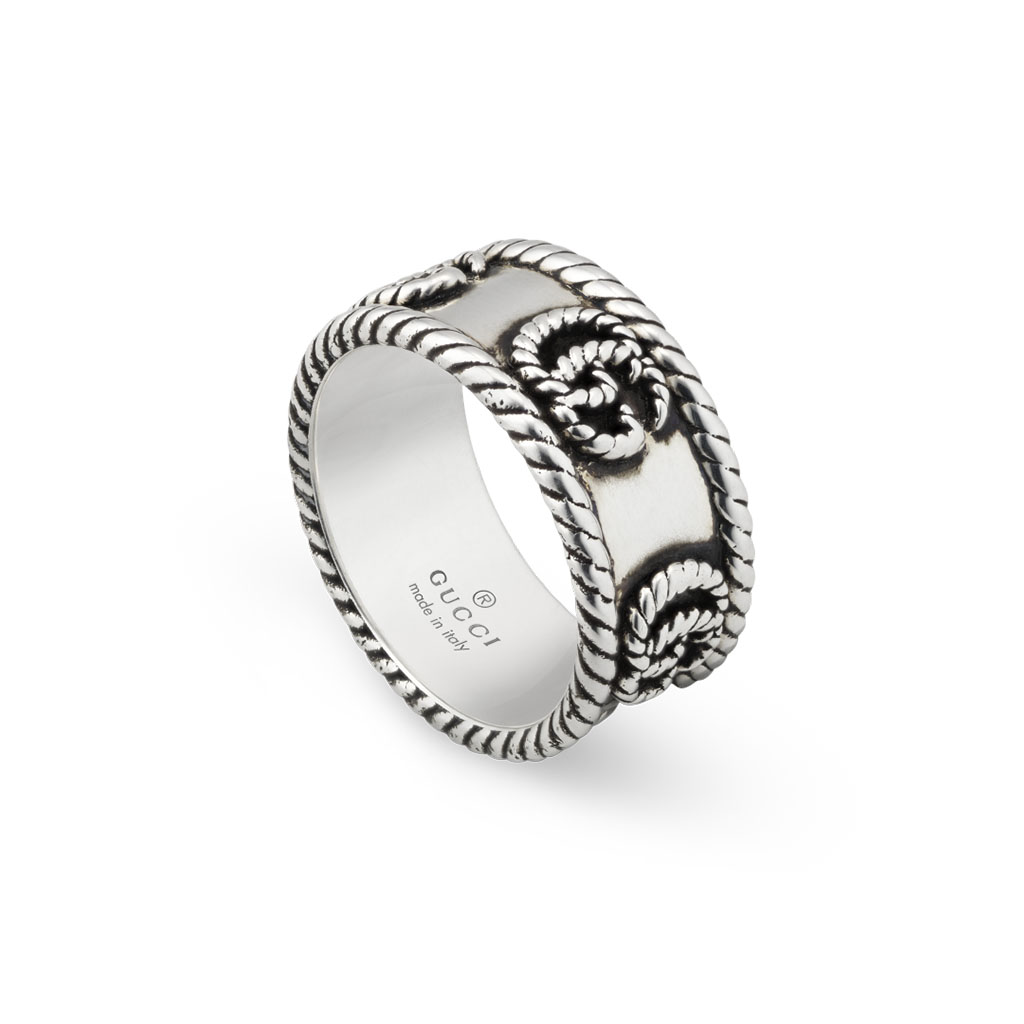 Gucci Double G Ring in Aged Silver